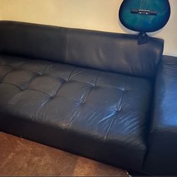 Faux Black Leather Sectional 
