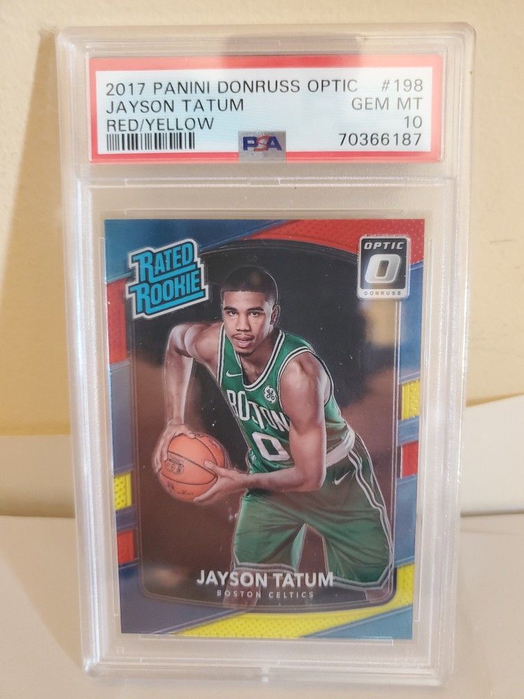 2017 Panini Donruss Optic Jayson Tatum Rated Rookie Red/Yellow PSA 10 