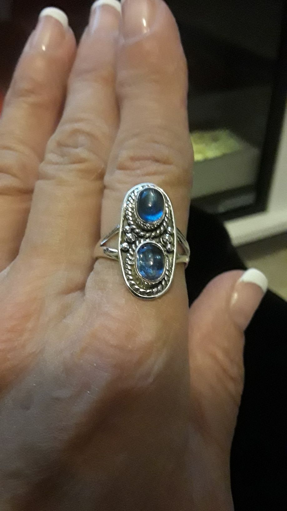 Beautiful 925 stamped blue gemstone ring size 7 and 1/2