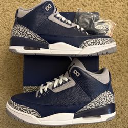 Size 10 (Worn once, comes with original box) - Air jordan 3 retro Georgetown 