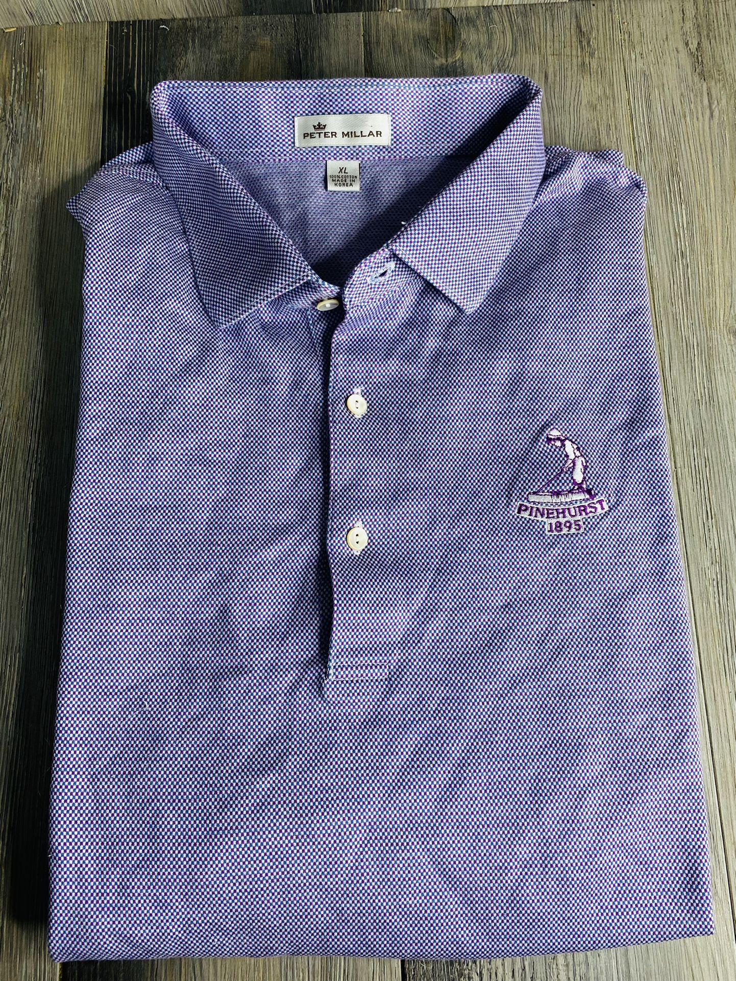 Peter Millar Men's XL Short Sleeve Golf Polo Shirt Blue Pinehurst 1895