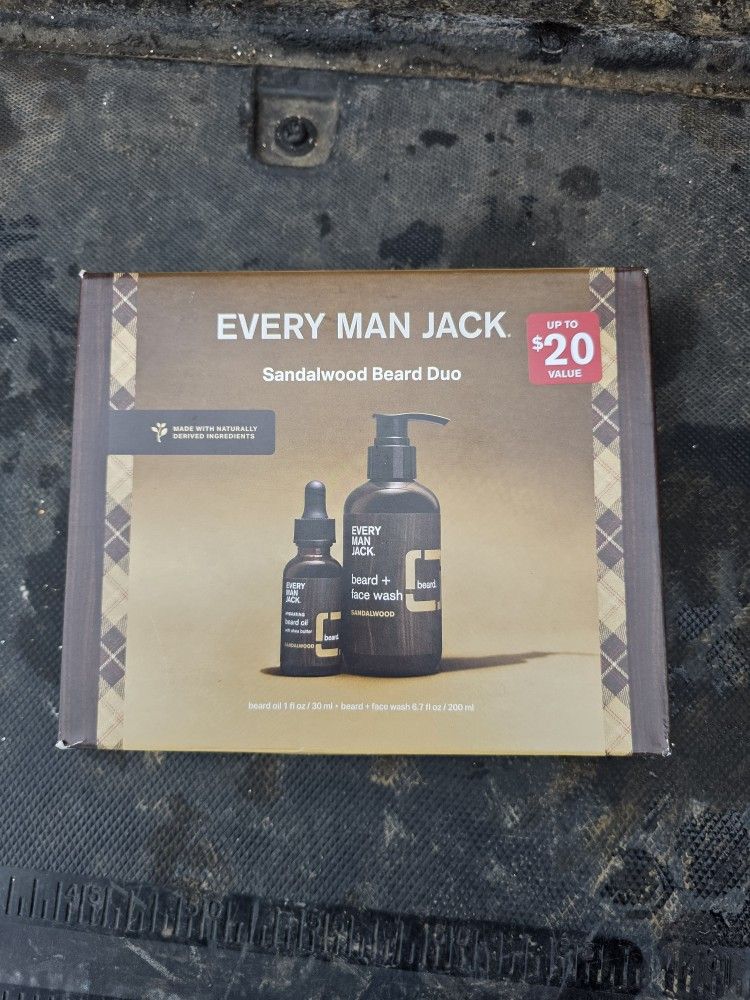Every Man Jack Sandalwood Beard Duo Set Natural Face Wash & Beard Oil New