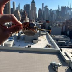 Cartier Tortoise and Gold Rimless Sunglasses