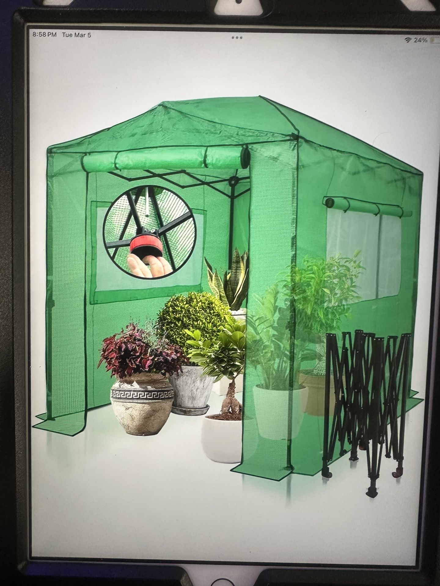 EAGLE PEAK 8x6 Portable Walk-in Greenhouse Instant Pop-up Indoor Outdoor Plant Gardening Green House Canopy, Front and Rear Roll-Up Zipper Entry Doors