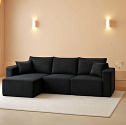 Luxurious Corduroy 108 Inch L Shaped Sofa Memory Foam