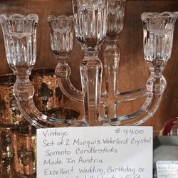 Only $100  Beautiful 2 Crystal Marquis Waterford Crystal Sorrento Candelabras 3 Light Candlesticks Made in Austria. Excellent wedding birthday or othe