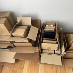 30 Cardboard Shipping Boxes, Various Sizes, EUC