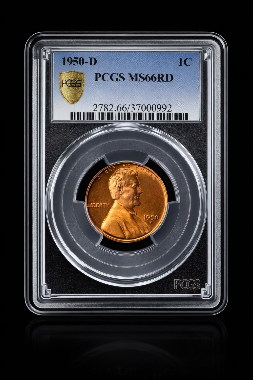 1950 D Lincoln Gold Label With A Red coin At High Grade.