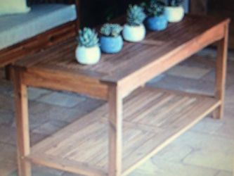 Walker Edison Acacia Wood Patio Coffee Table, Brown