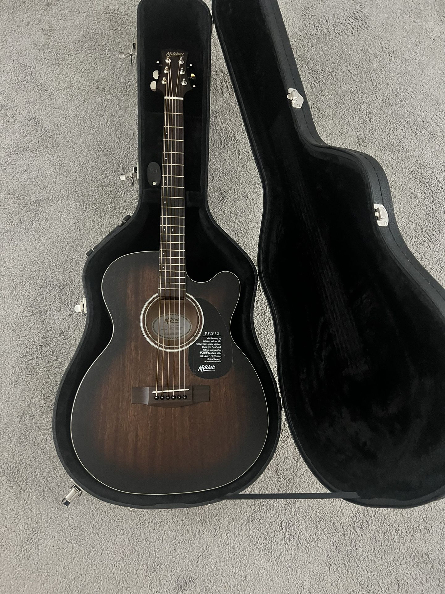 Mitchell T333CE-BST Acoustic Guitar with Lockable Hard Case