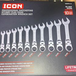 Icon Professional Ratcheting Metric Wrench Set 
