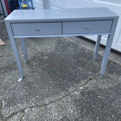 Nice gray wood entry table with 2 drawers