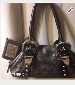 Luck and charm Real Leather bag with wallet Black