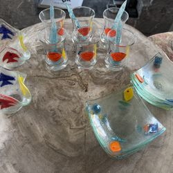 Cute Glass Espresso Coffee Shot Glasses Tea Set 