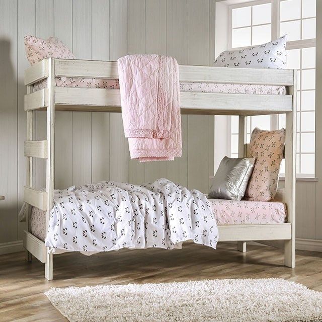 Brand New Antique White Twin Size Bunk Bed