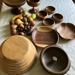 LOT of 10 Wooden Bowls - $50 for all!!  18 Fruits - $25 for all (READ DESCRIPTION)