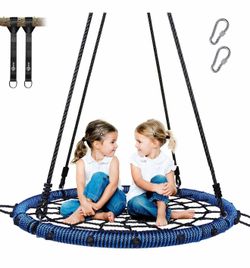 New 750lbs 40" Spider tWeb Saucer Tree Swing for Kids Adults, Outdoor Net Swing with Steel Frame and