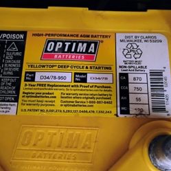 Yellow top Agm Optima Battery 