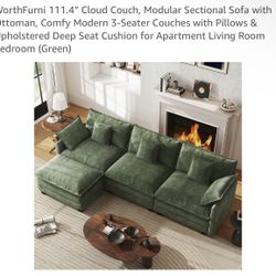 Sofa With Ottoman Green Modular 