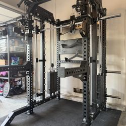 PRO SERIES Ultimate 3-1 Half Rack Functional Trainer w/Smith Machine Bar | 400lb Stack | Gym Equipment | Fitness | Commercial | Squat Rack 