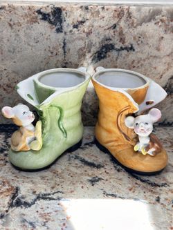 Vintage Ceramic Planter Boots By Ardco