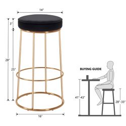 New/Unused Single 28” Black/Brass Stool