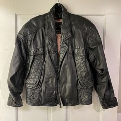 Vintage Byrnes and Baker Black Leather Jacket Womens XSmall Bomber Motorcycle