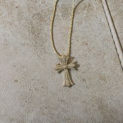 Gold Plated Moissante Cross Necklace 