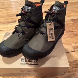Olive Green Palladium Waterproof Shoes Size 8 (brand New)