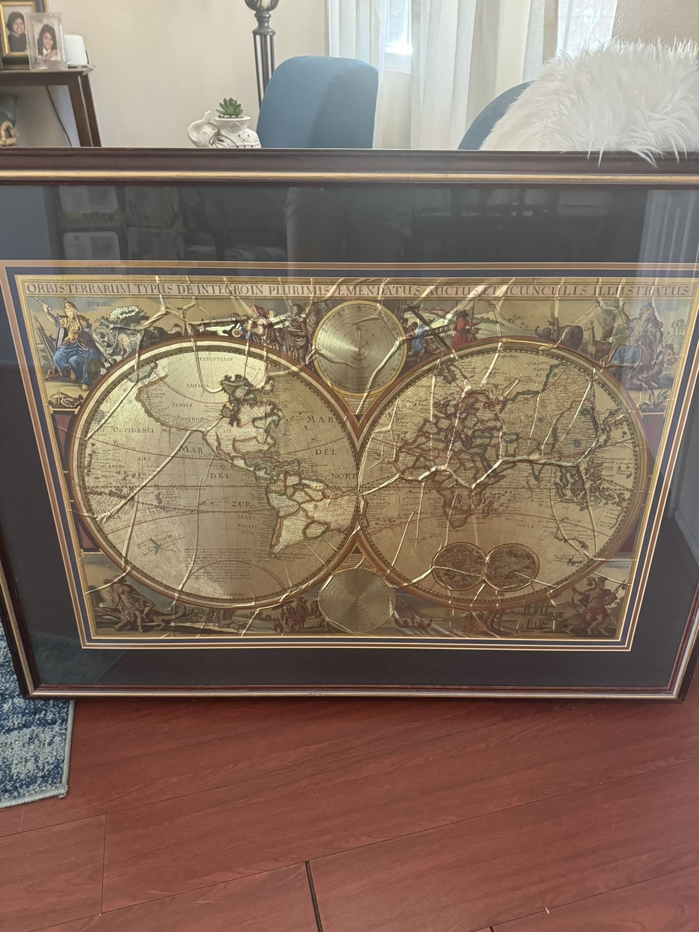 Large Bombay Co. Double Hemisphere Gold Foil Globe Map