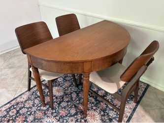 Vintage Half Moon Table w 3 New Chairs