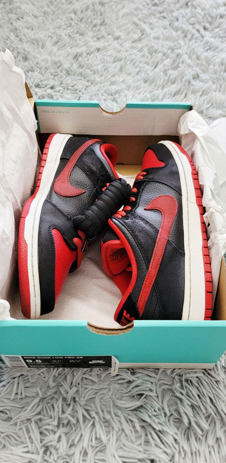 Size 9.5 Men's Nike Dunk Low Pro SB JPack Bred Custom 304292-039.
