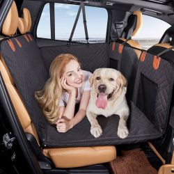 MOFEEZ Back Seat Extender for Dogs, Supports 400lb+45% Larger Space, Waterproof Dog Car Seat Cover with Hard Bottom-Detachable, Dog Hammock for Car Pe