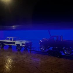 Custom green light Chevy with custom HotWheel Chevy