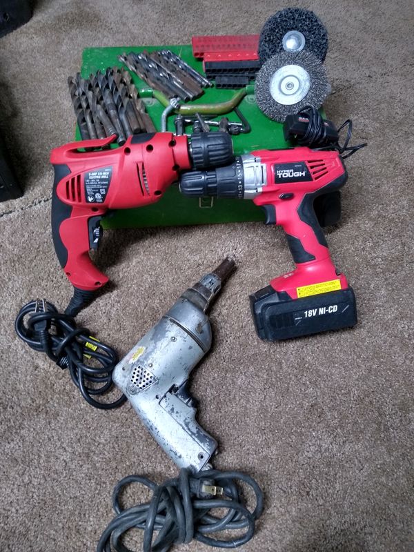 Hyper tough drills one cordless and one drywall screw gun in good