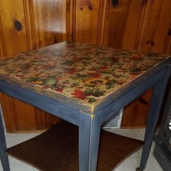 Fabric Decoupage Table On Wheels