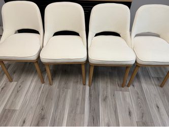 Brand new beige color of Chenille Upholstered Dining Chair With Solid Wood Legs