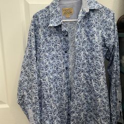 Daniel Cremieux Men's Blue Patterned Shirt