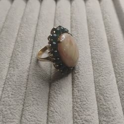 Ruby And Green Onyx  .925 Silver Ring