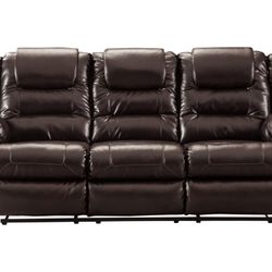Vacherie Chocolate Leather Reclining Sofa By Ashley