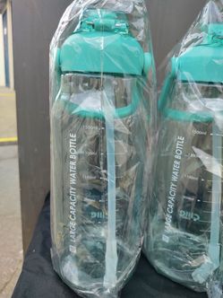 Cille Half Gallon (64oz) Sports Water Bottle With Straw - Motivational, Leakproof, Wide Mouth, Tritan