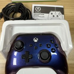 Power A Advantage Wired Controller For Xbox One -PC Blue Sparkle New
