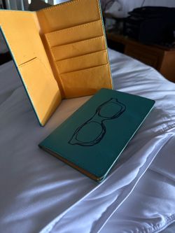 Teal Leather Bifold Wallet with Sunglasses Emboss
