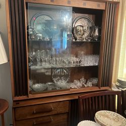 Lane Staccato Brutalist Mid Century Modern walnut cabinet hutch available Friday