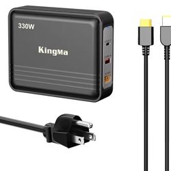 King Ma GaN Laptop Charger, 3-Port Portable Charger Fast USB Charging Station for Multiple Devices for Gaming and Engineering Laptops 