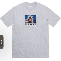 Supreme Men’s size Large Kurt Cobain T shirt heather grey photo tee New