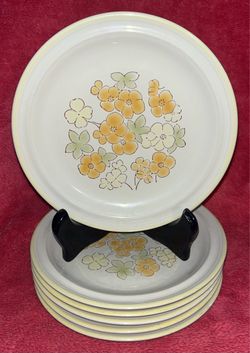 Vintage Sauterne Isabella SY-7179 Japan 7.5” Salad Dessert Stoneware Plate Set of 6 RARE! HTF!