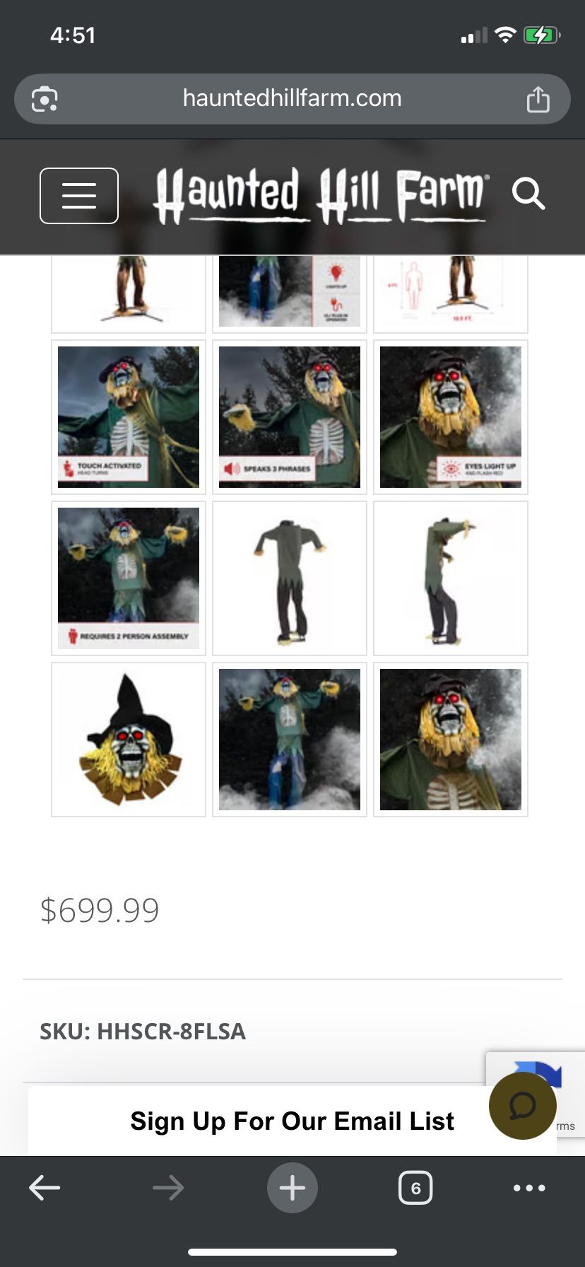 Haunted hill farm 15-ft. Animatronic Scarecrow with Lights and Sound, Outdoor Halloween Decoration