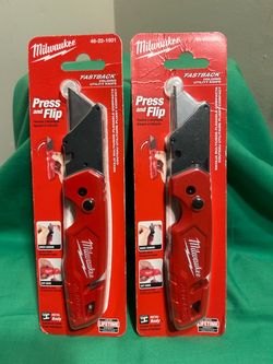Set of 2 NEW Milwaukee FASTBACK Folding Utility Knife - Red (48-22-1501)