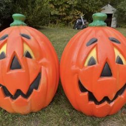 Vintage Jack O' Lantern Pumpkin Large Blow Mold 24" My kids painted them a darker orange years ago and they do not come with any electrical to light u